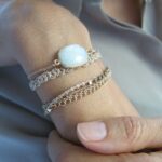 Gehäkeltes Armband mit Einzel Lünette Edelstein – Bild 11