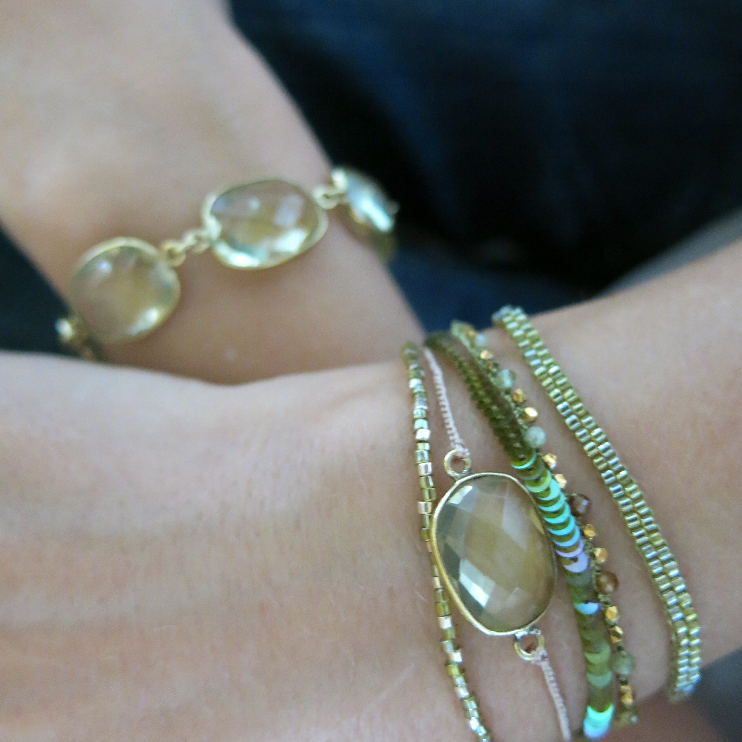 Armband Zitronenquarz -2 Gehäkeltes Armband mit Einzel Lünette Edelstein – Bild 1